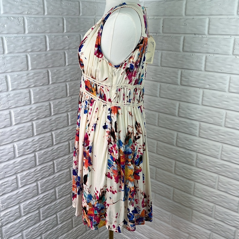 ENTRO FIT AND FLARE FLOWY RAYON DRESS COLORFUL WITH CREAM LINED SZ SM NWT - Picture 5 of 16